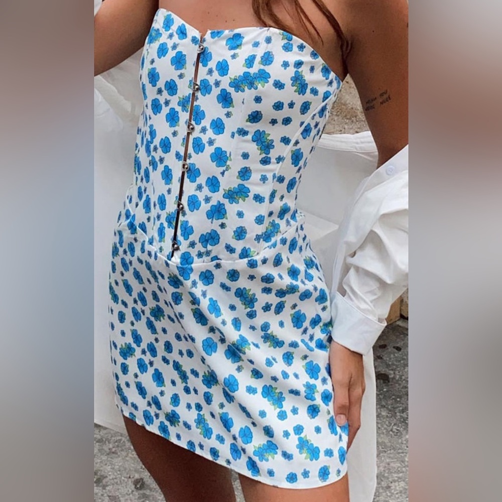 Blue and White floral mini dress